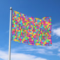 Rainbow Squares Pattern Print Polyester Flag