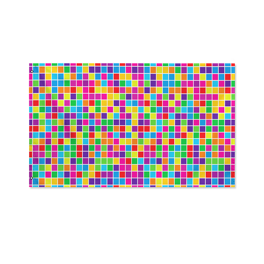 Rainbow Squares Pattern Print Polyester Flag