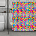 Rainbow Squares Pattern Print Polyester Shower Curtain