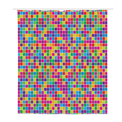 Rainbow Squares Pattern Print Polyester Shower Curtain