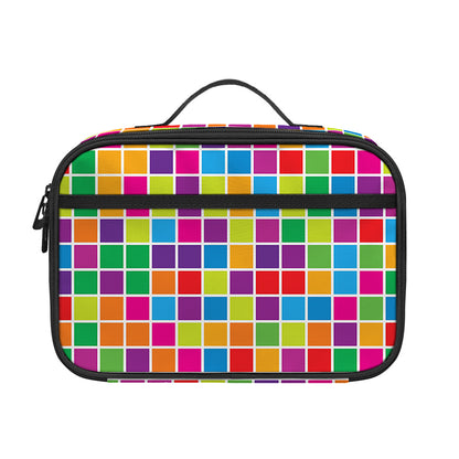 Rainbow Squares Pattern Print Portable Lunch Bag