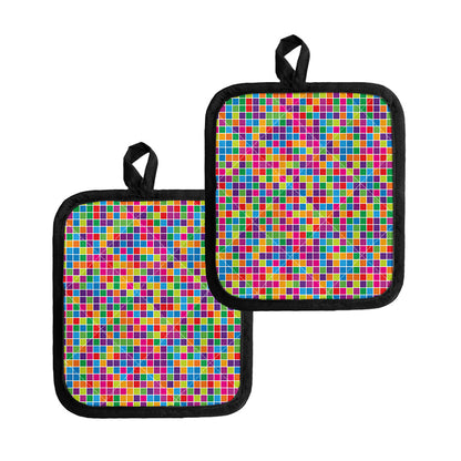 Rainbow Squares Pattern Print Pot Holders