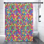 Rainbow Squares Pattern Print Premium Shower Curtain
