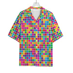 Rainbow Squares Pattern Print Rayon Hawaiian Shirt