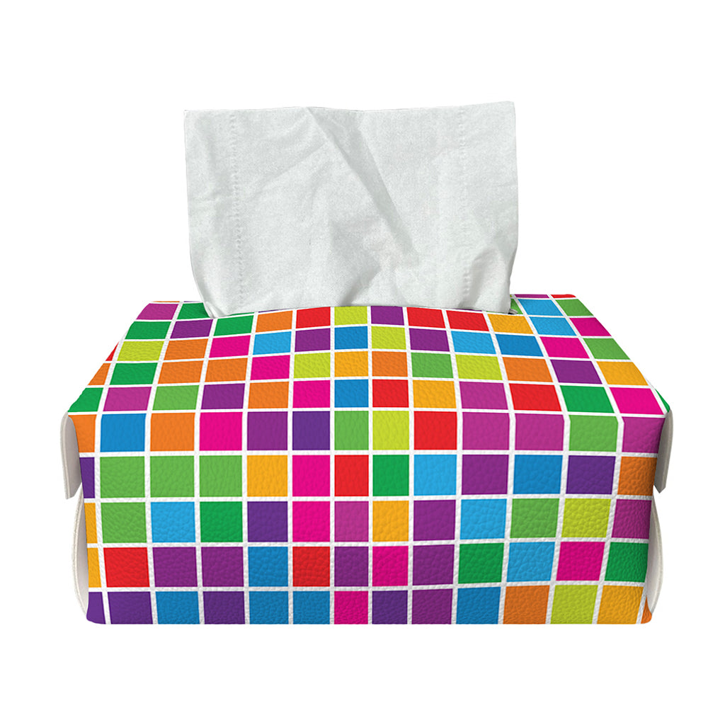 Rainbow Squares Pattern Print Rectangle Tissue Box Cover