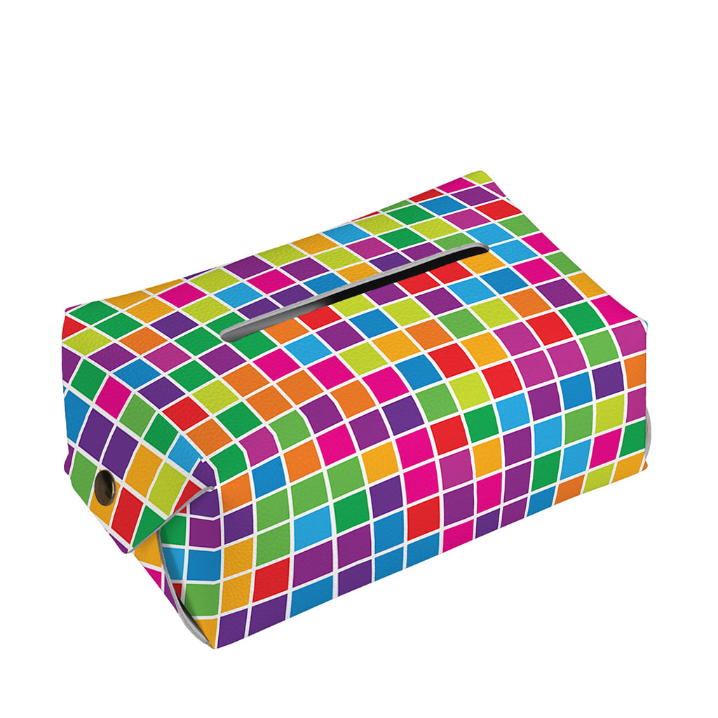 Rainbow Squares Pattern Print Rectangle Tissue Box Cover