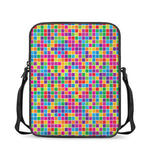 Rainbow Squares Pattern Print Rectangular Crossbody Bag