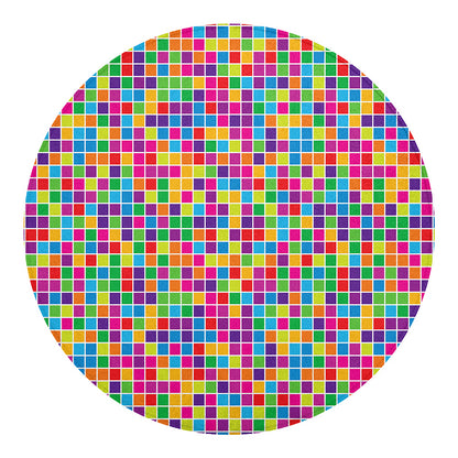 Rainbow Squares Pattern Print Round Blanket