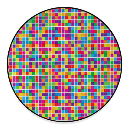 Rainbow Squares Pattern Print Round Floor Mat