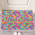 Rainbow Squares Pattern Print Rubber Doormat