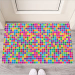 Rainbow Squares Pattern Print Rubber Doormat