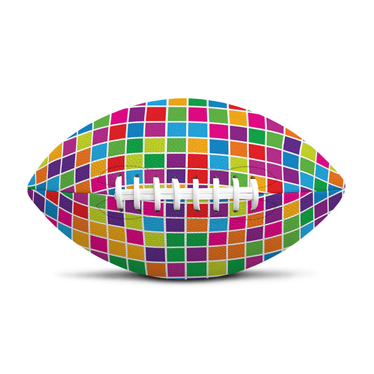 Rainbow Squares Pattern Print Rugby Ball