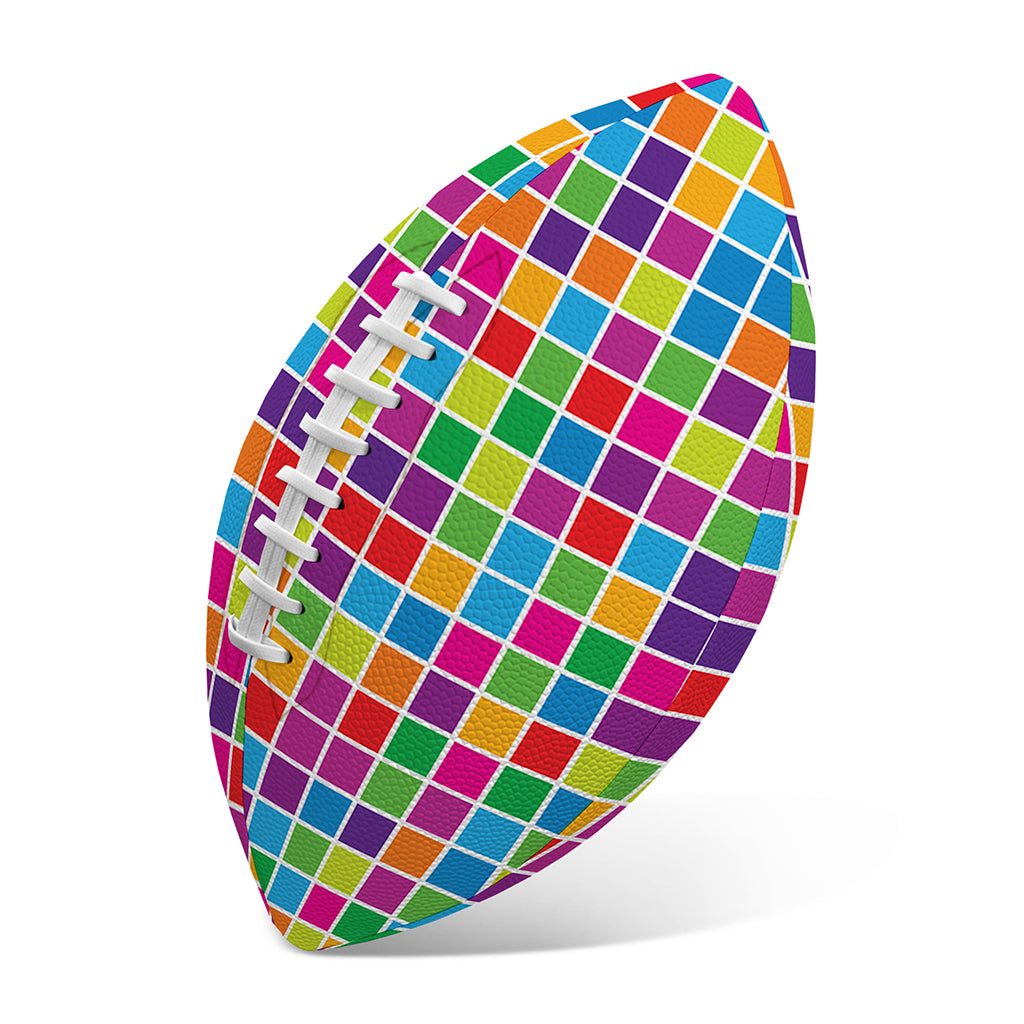 Rainbow Squares Pattern Print Rugby Ball