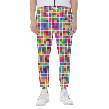 Rainbow Squares Pattern Print Scuba Joggers