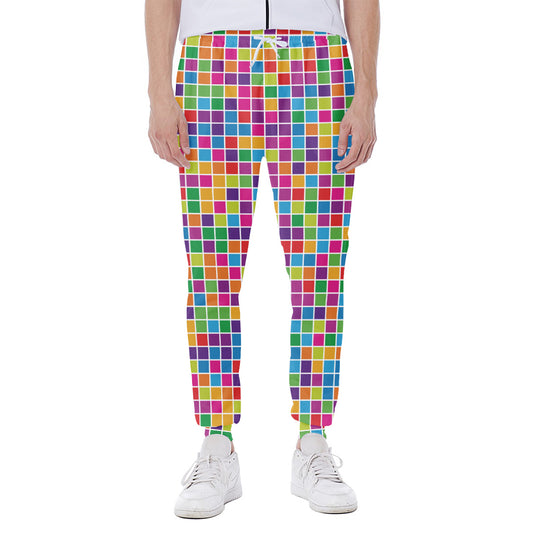 Rainbow Squares Pattern Print Scuba Joggers