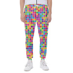 Rainbow Squares Pattern Print Scuba Joggers