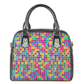 Rainbow Squares Pattern Print Shoulder Handbag
