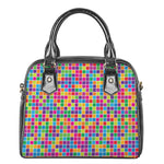 Rainbow Squares Pattern Print Shoulder Handbag