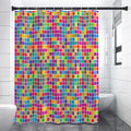 Rainbow Squares Pattern Print Shower Curtain