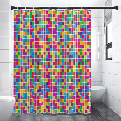 Rainbow Squares Pattern Print Shower Curtain