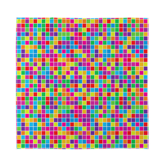 Rainbow Squares Pattern Print Silk Bandana