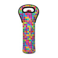 Rainbow Squares Pattern Print Single Neoprene Wine Tote