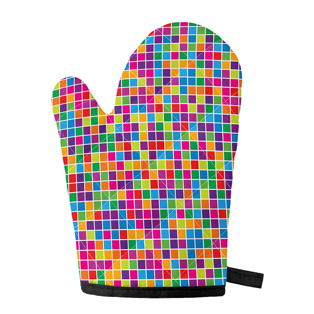 Rainbow Squares Pattern Print Single Oven Mitt