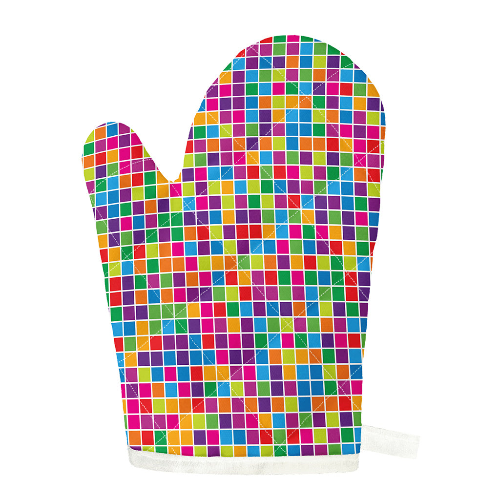 Rainbow Squares Pattern Print Single Oven Mitt
