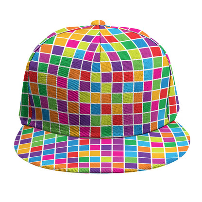 Rainbow Squares Pattern Print Snapback Cap