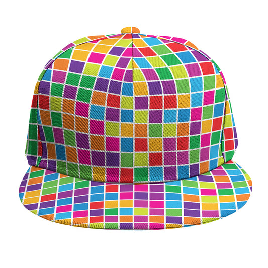 Rainbow Squares Pattern Print Snapback Cap