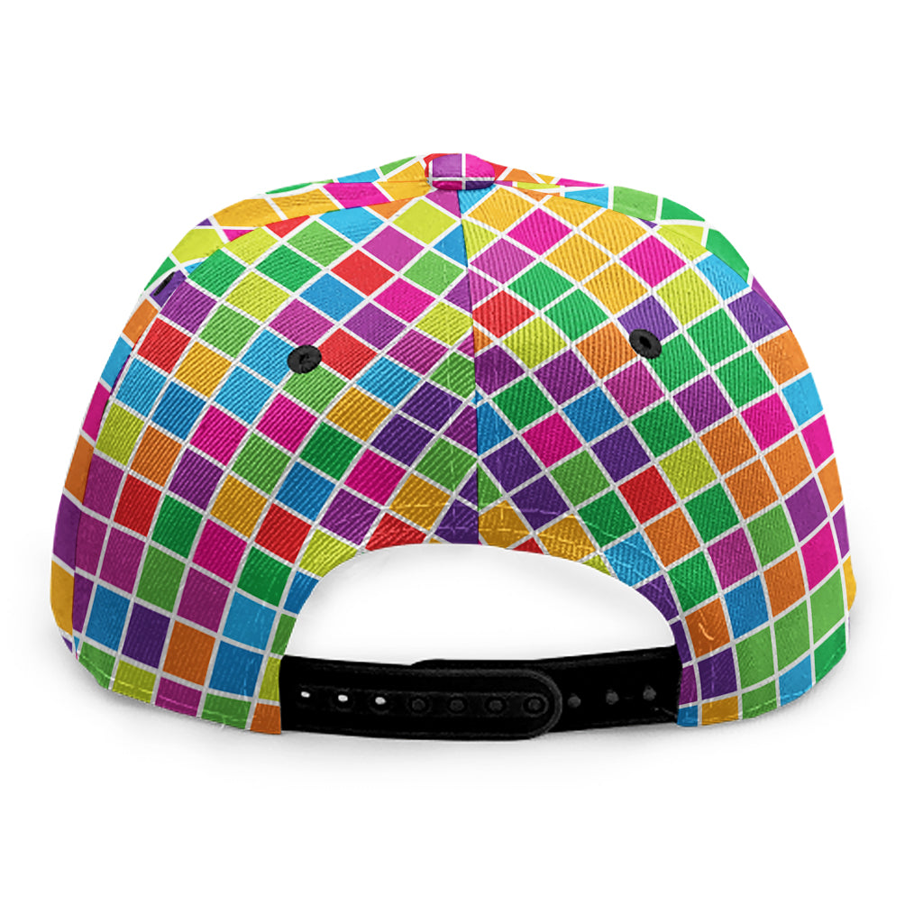 Rainbow Squares Pattern Print Snapback Cap