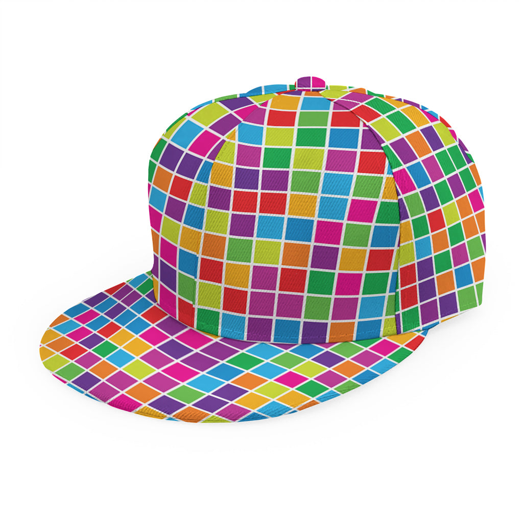 Rainbow Squares Pattern Print Snapback Cap