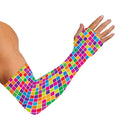 Rainbow Squares Pattern Print Sun Protection Arm Sleeves