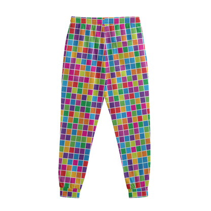 Rainbow Squares Pattern Print Sweatpants