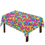 Rainbow Squares Pattern Print Tablecloth