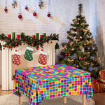 Rainbow Squares Pattern Print Tablecloth