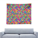 Rainbow Squares Pattern Print Tapestry