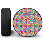 Rainbow Squares Pattern Print Tire Cover