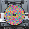 Rainbow Squares Pattern Print Tire Cover With Camera Hole