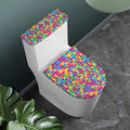 Rainbow Squares Pattern Print Toilet Lid And Tank Cover Set
