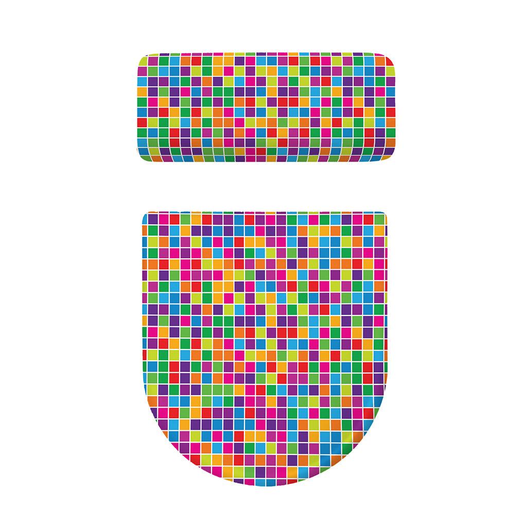Rainbow Squares Pattern Print Toilet Lid And Tank Cover Set