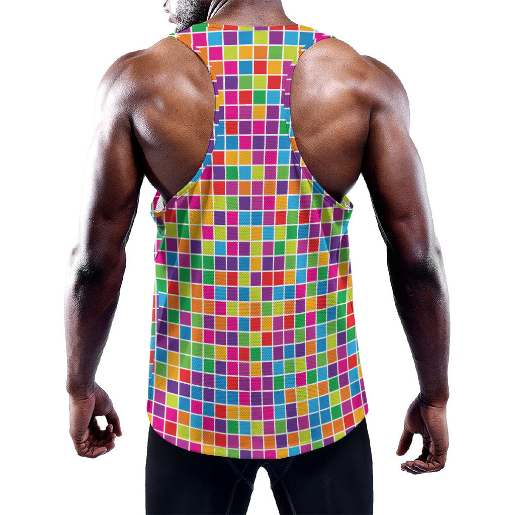 Rainbow Squares Pattern Print Training Tank Top