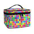 Rainbow Squares Pattern Print Travel Makeup Bag