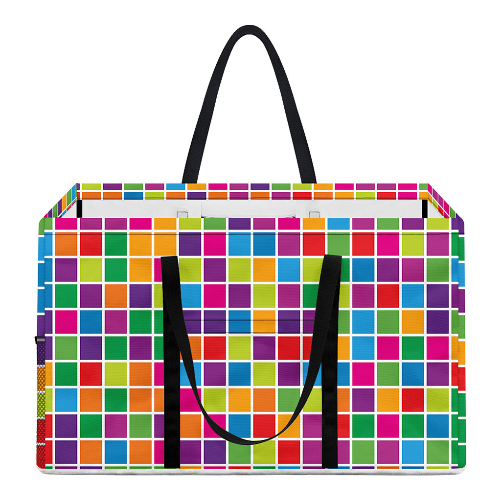 Rainbow Squares Pattern Print Utility Tote Bag