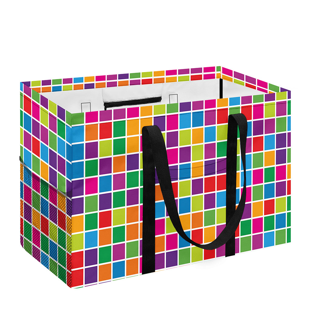 Rainbow Squares Pattern Print Utility Tote Bag