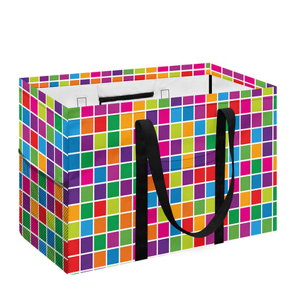 Rainbow Squares Pattern Print Utility Tote Bag