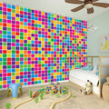Rainbow Squares Pattern Print Wall Sticker