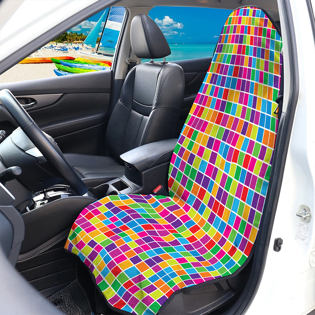 Rainbow Squares Pattern Print Waterproof Car Seat Cover