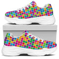 Rainbow Squares Pattern Print White Chunky Shoes