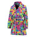 Rainbow Squares Pattern Print Women's Bathrobe